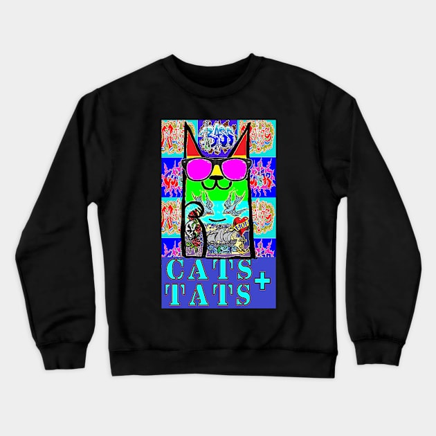 Cats and tats Rainbow 1 Crewneck Sweatshirt by LowEndGraphics